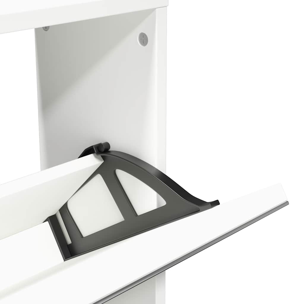 Schuhschrank Mit 5 Fächern Spiegel 63×17×169,5 Cm Weiß