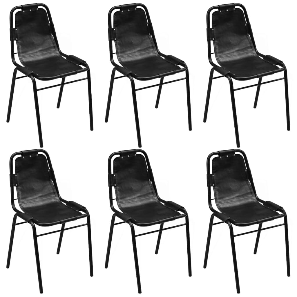 Esszimmerstühle 4 Stk. Schwarz Echtleder