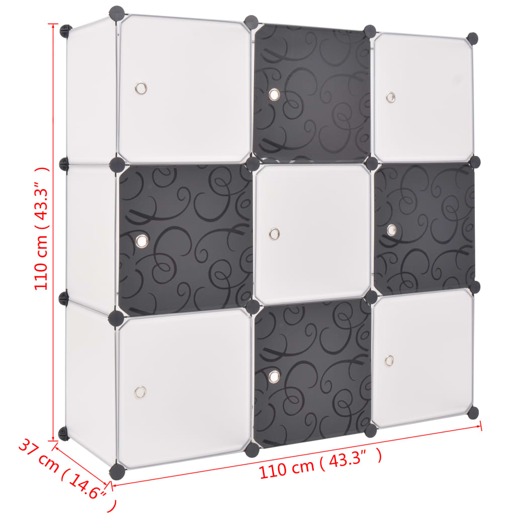Regalsystem Würfelregal Mit 9 Fächern Schwarz Und Weiß