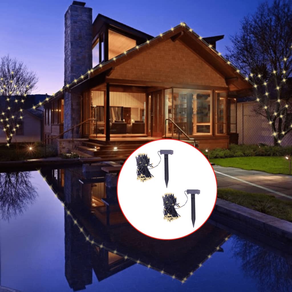 Solar-Lichterketten 2 Stk. Led Warmweiß