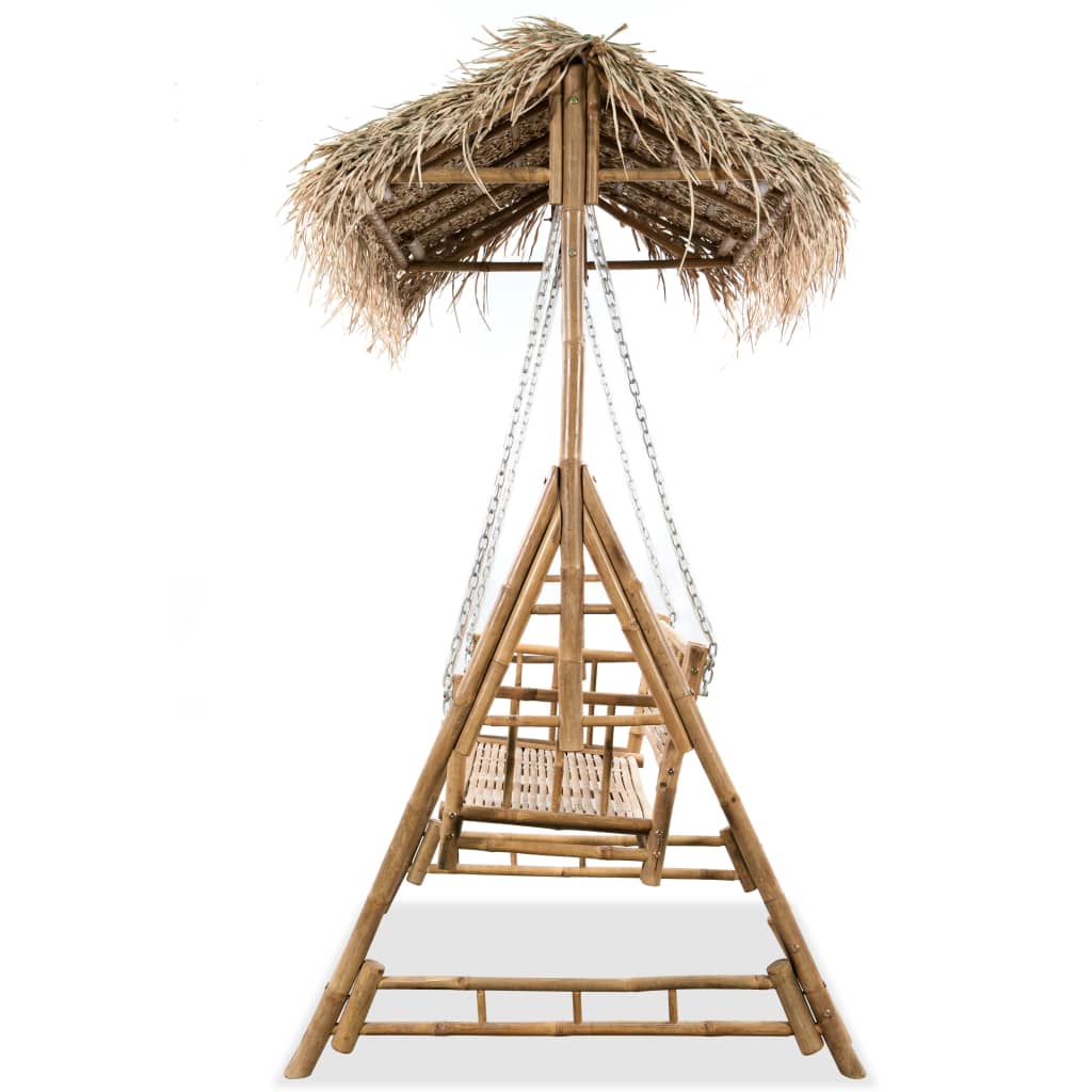 Hollywoodschaukel 2-Sitzer Mit Palmblättern Bambus 202 Cm