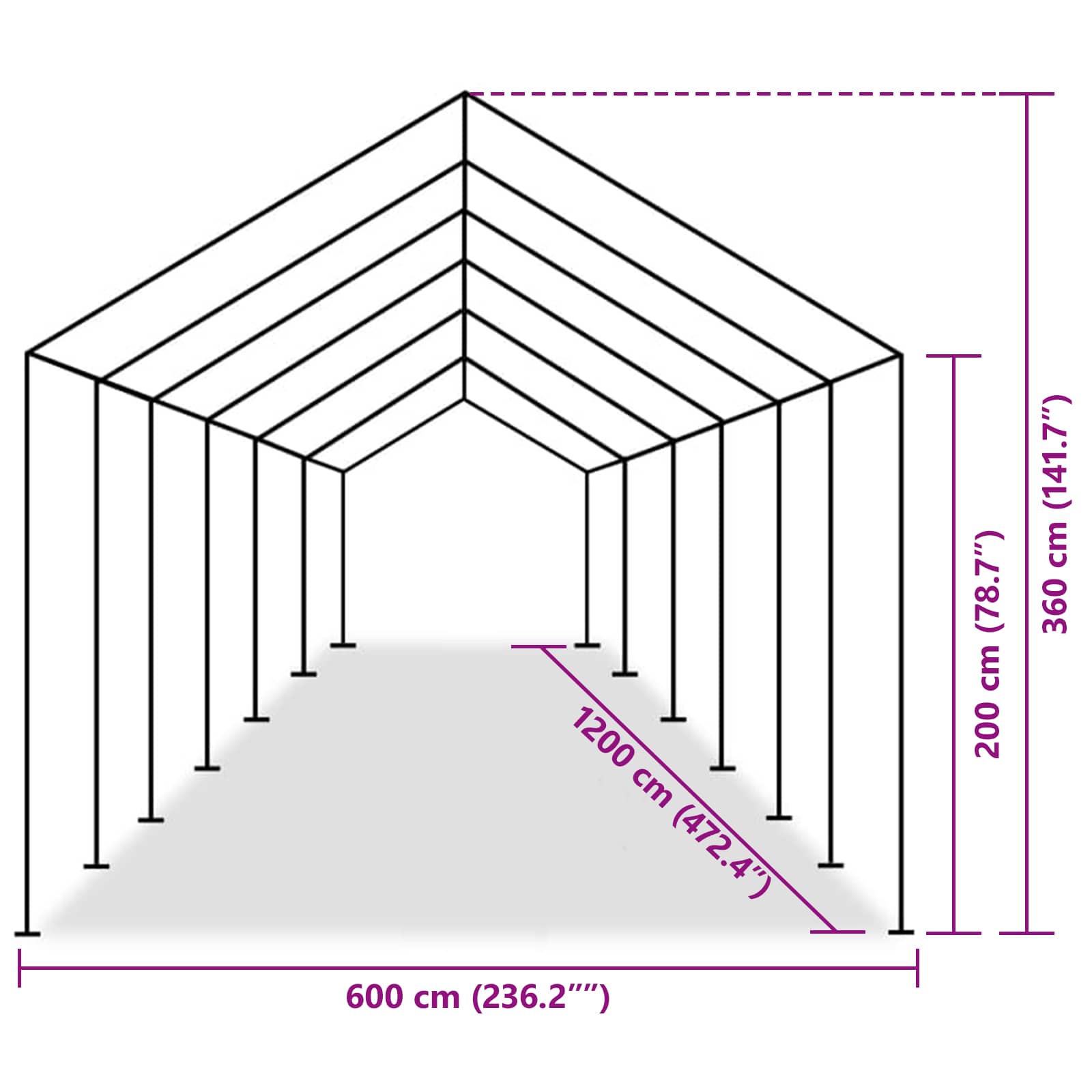 Zeltstoff Ohne Gestell Grau 12 X 6 M Pe