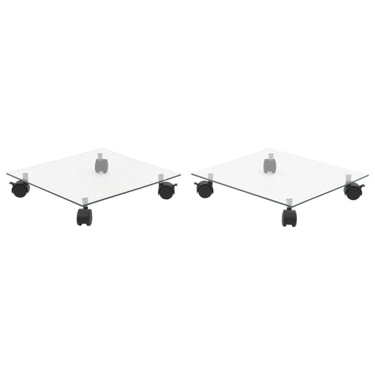 Pflanzenständer Mit Rollen 2 Stück Hartglas 35X35 Cm Quadrat
