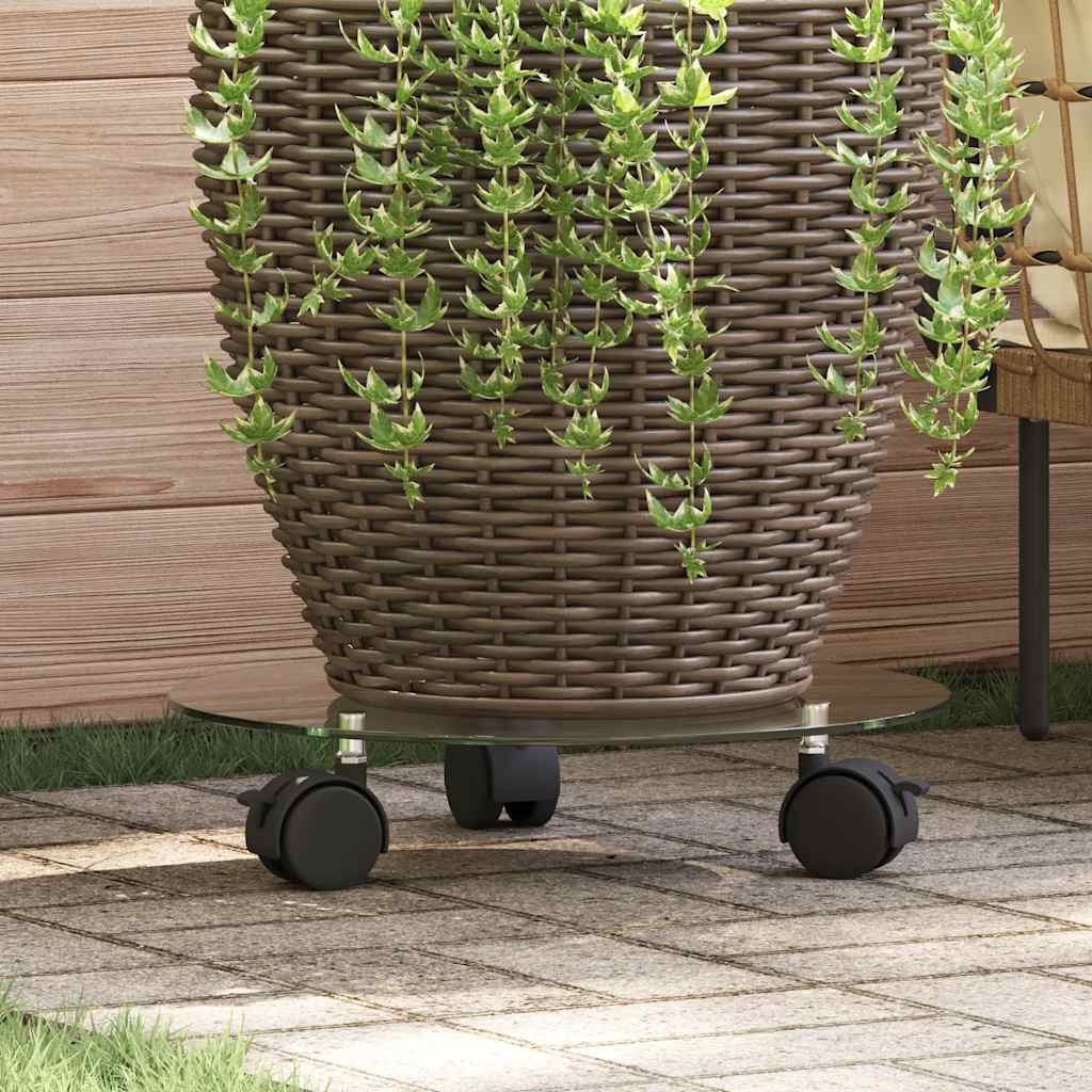 Pflanzenständer Mit Rollen 2 Stück Hartglas 28 Cm Rund