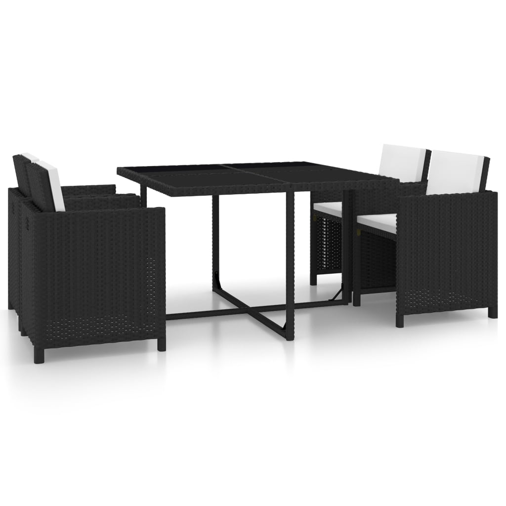 5-Tlg. Garten-Essgruppe Mit Auflagen Poly Rattan