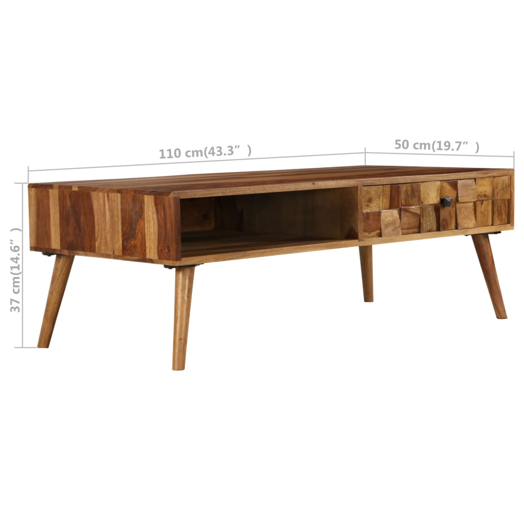 Couchtisch Massivholz Akazie Honigbraun 110X50X37 Cm