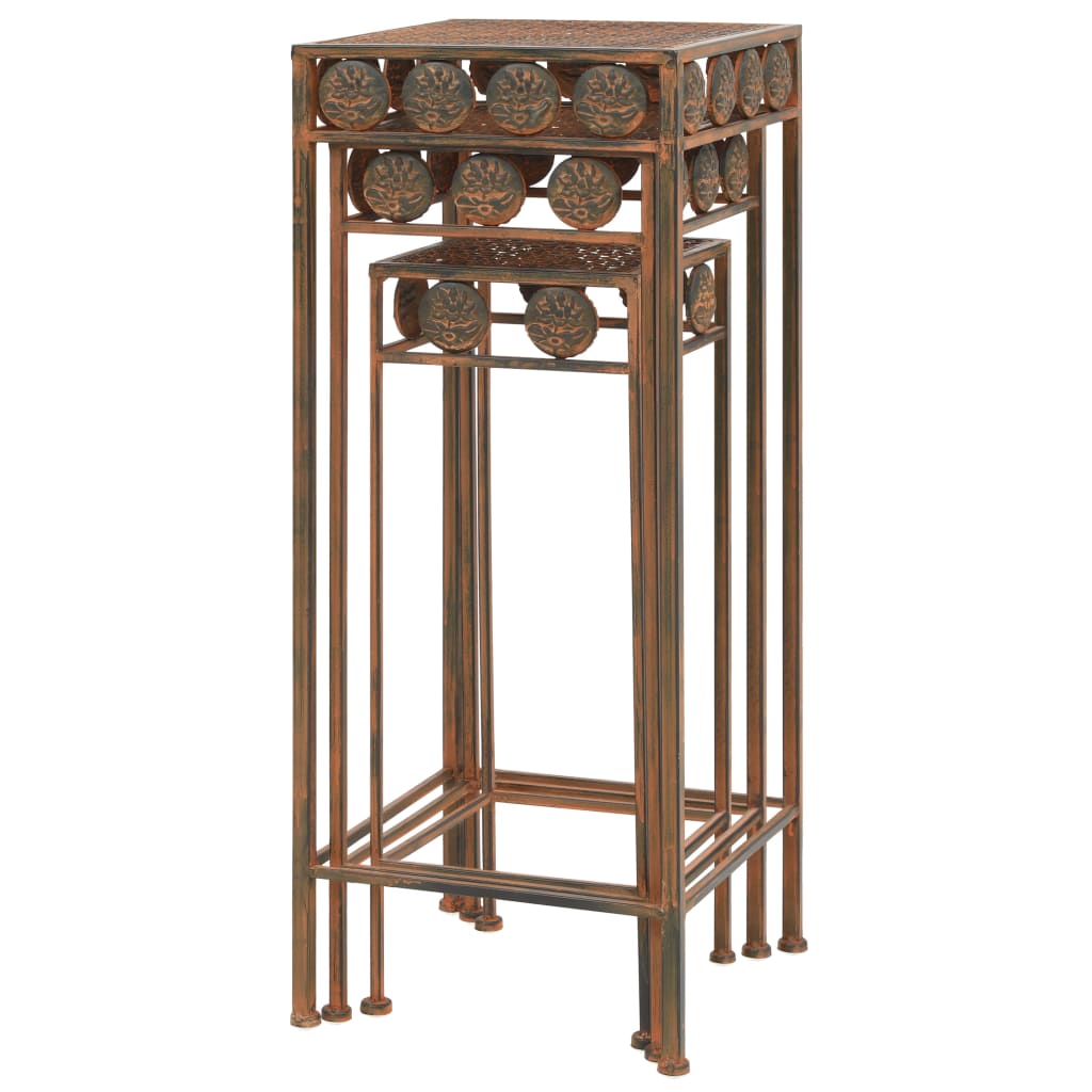 Pflanzenständer-Set 3-Tlg. Vintage-Stil Metall Rostfarben