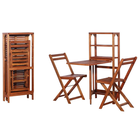 3-Tlg. Bistro-Set Klappbar Massivholz Akazie