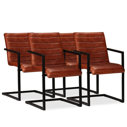 Esszimmerstühle 4 Stk. Echtleder Braun