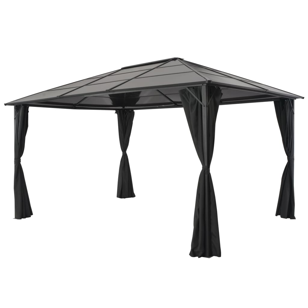 Gartenpavillon Mit Vorhang Aluminium 3×3 M Schwarz