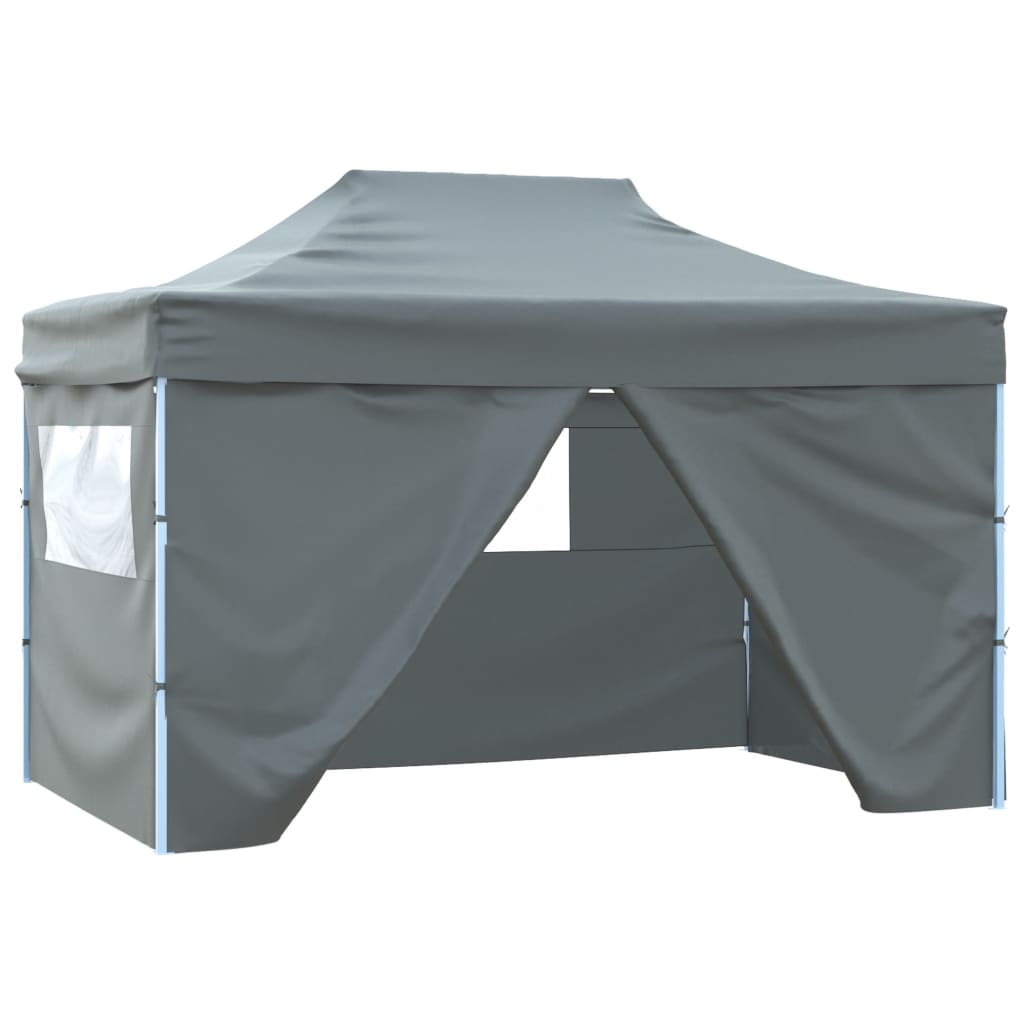 Faltzelt Pop-Up Mit 4 Seitenwänden 3 X 4,5 M Anthrazit