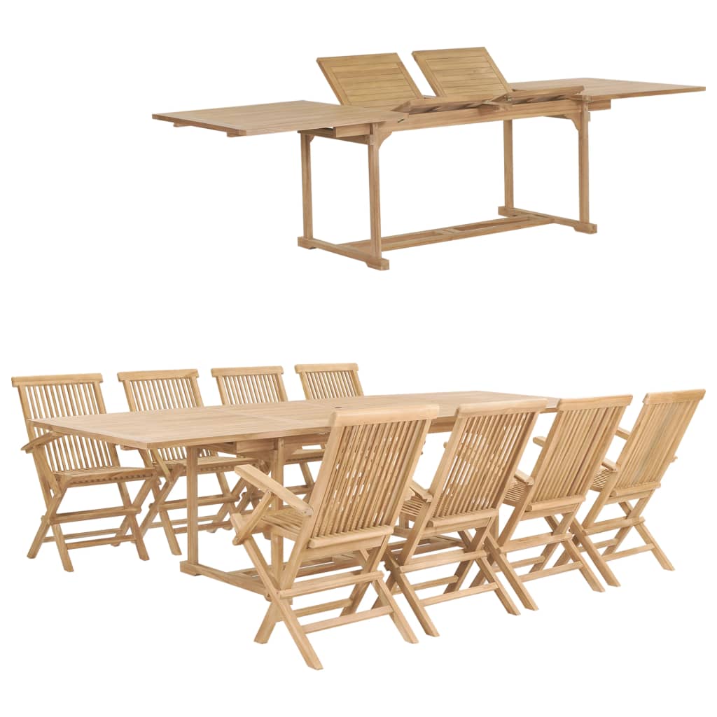 9-Tlg. Garten-Essgruppe Teak Massivholz
