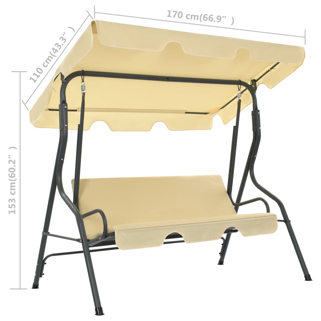 Hollywoodschaukel Creme 170×110×153 Cm