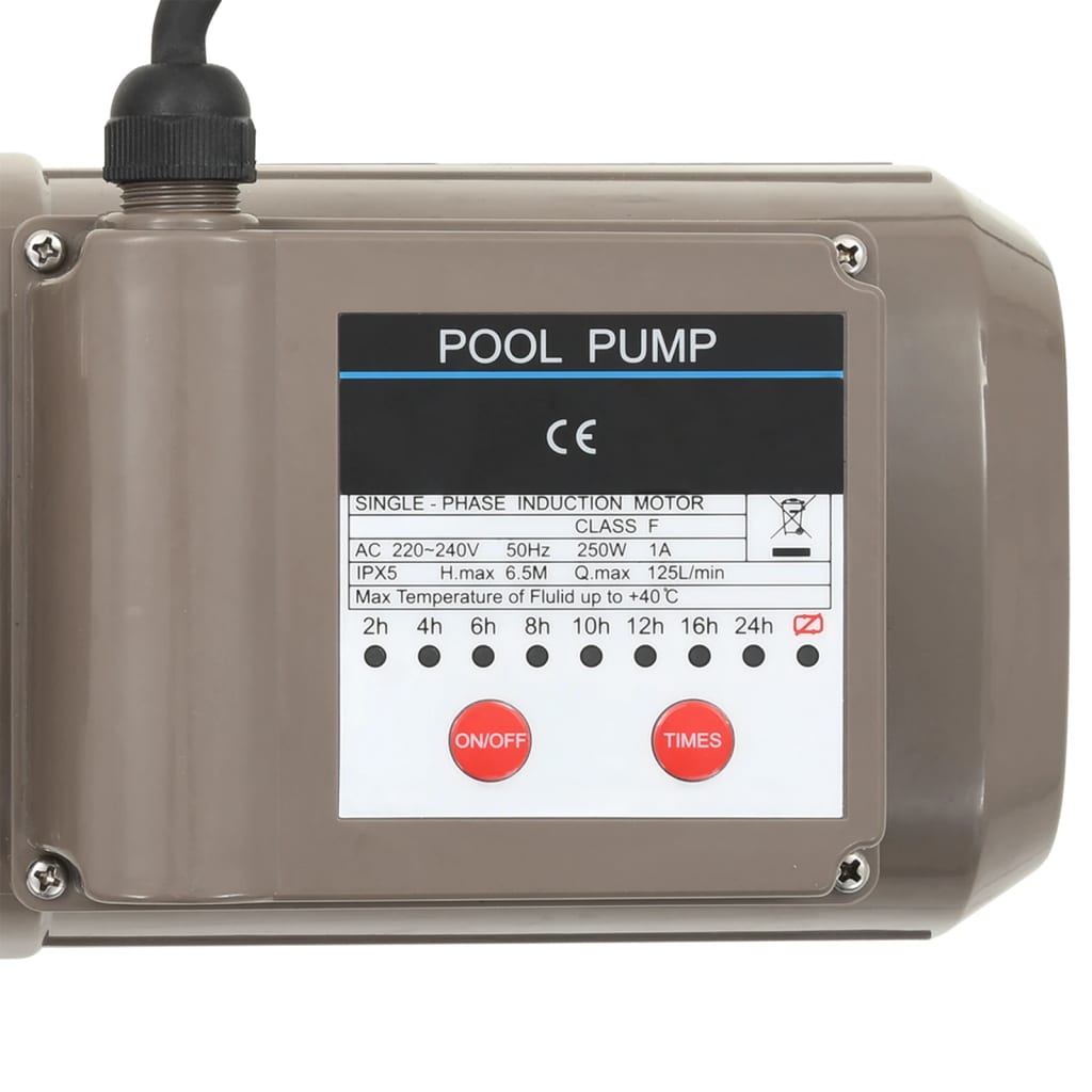 Poolpumpe Mit Timer Schwarz 0,25 Ps 8000 L/H