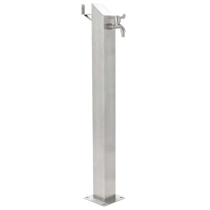 Garten-Wassersäule Edelstahl Quadratisch 95 Cm