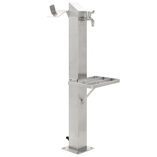 Garten-Wassersäule Edelstahl Quadratisch 95 Cm