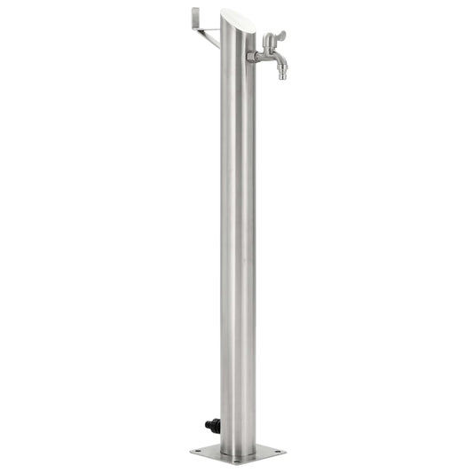Garten-Wassersäule Edelstahl Rund 95 Cm