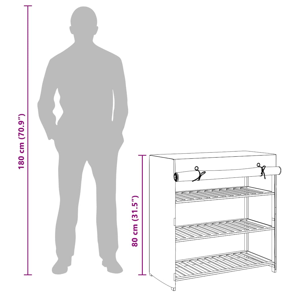 Schuhschrank Mit Abdeckung 79 X 40 X 80 Cm Stoff Grau