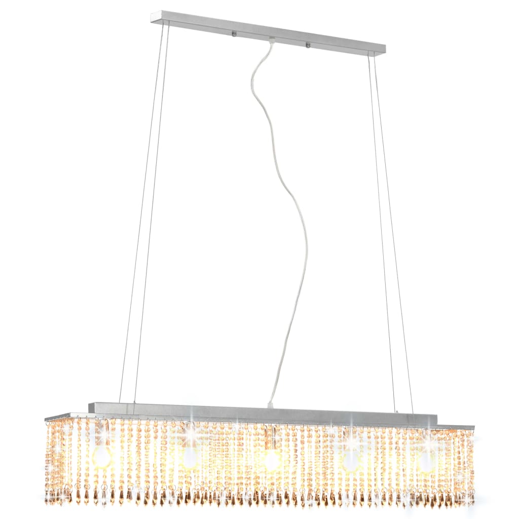 Deckenleuchte Mit Kristallperlen Silbern 104 Cm E14 Honigbraun