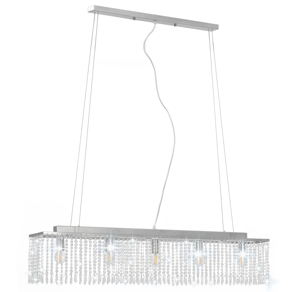 Deckenleuchte Mit Kristallperlen Silbern 104 Cm E14 Honigbraun