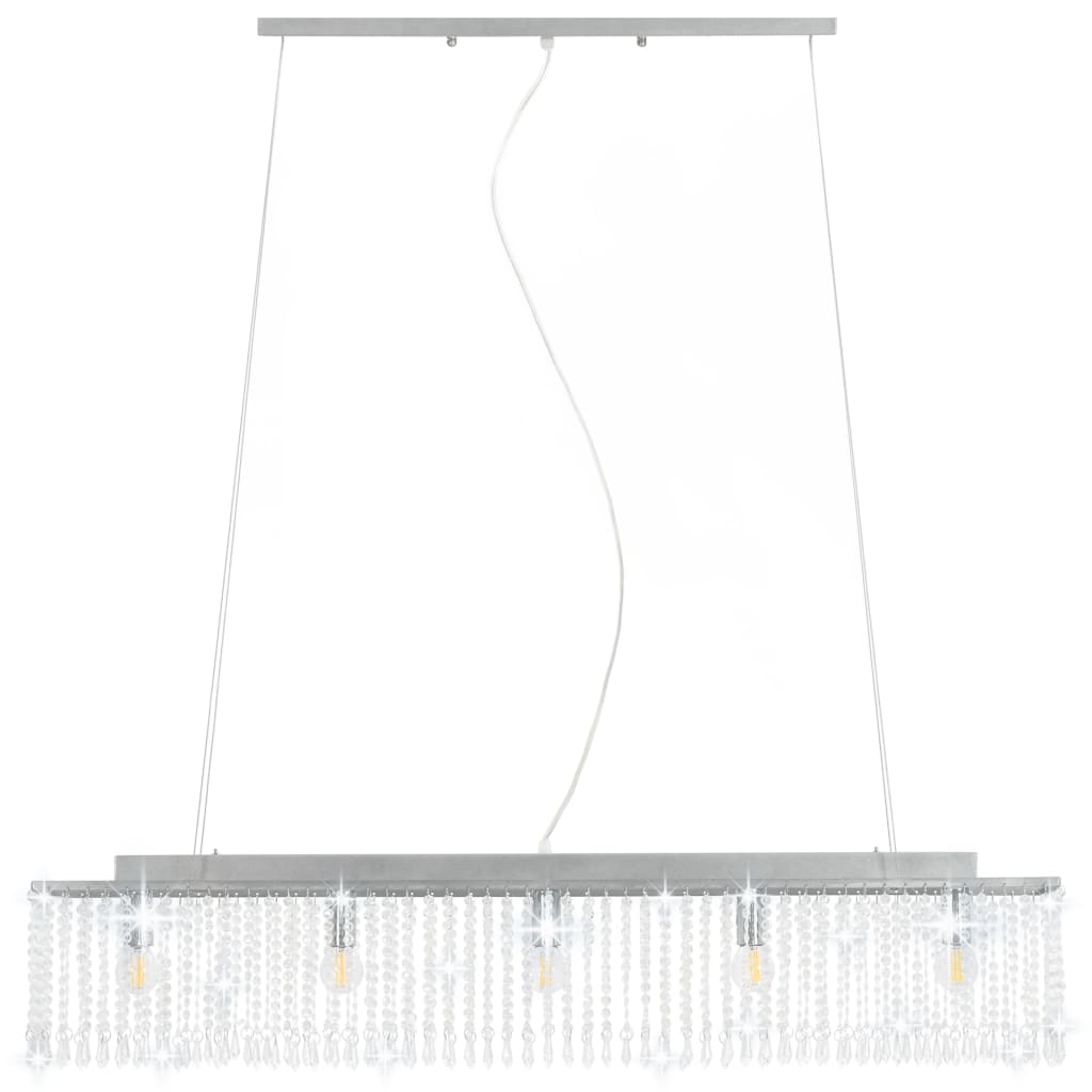 Deckenleuchte Mit Kristallperlen Silbern 104 Cm E14 Honigbraun
