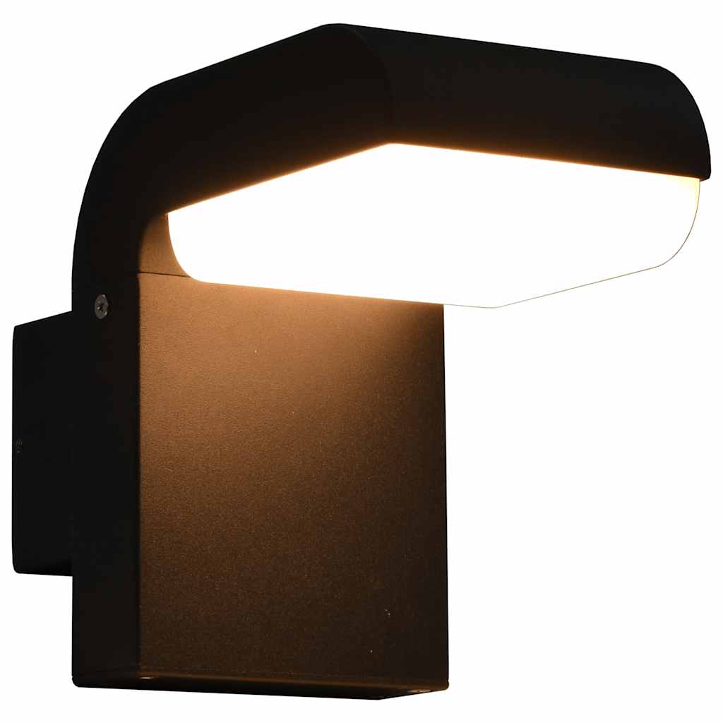 Außenwandleuchte Led 9 W Schwarz Oval Braune Eiche