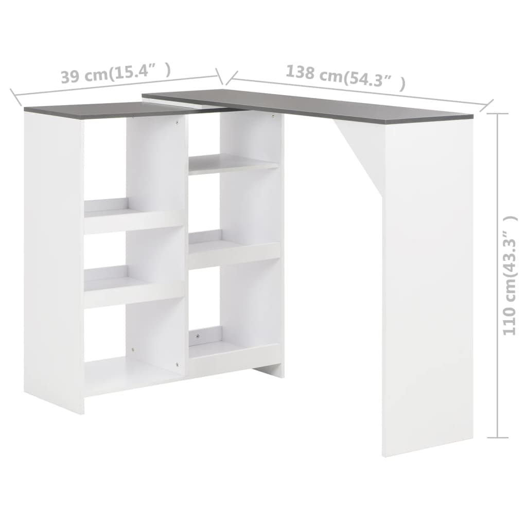 Bartisch Mit Beweglichem Regal Weiß 138X39X110 Cm