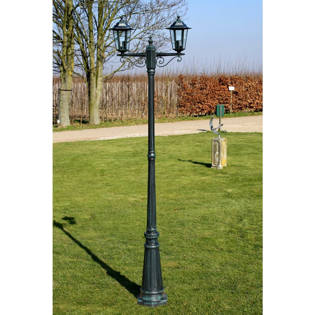 Gartenlaterne 2-Flammig 215 Cm Dunkelgrün/Schwarz Aluminium Weiß