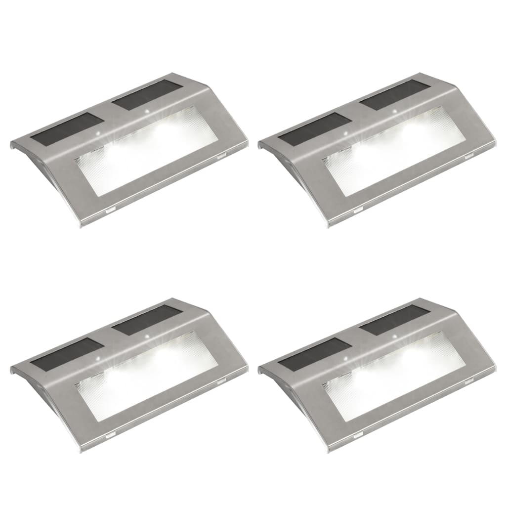 4 Stück Solar Treppen Lampe 2 Led Wandleuchte Solarlampe Weiß