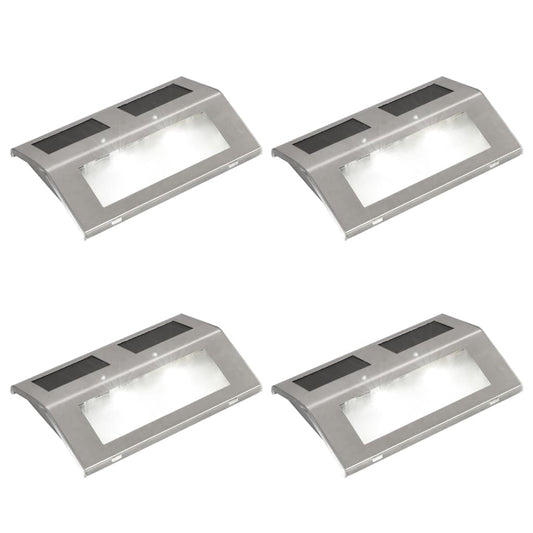 4 Stück Solar Treppen Lampe 2 Led Wandleuchte Solarlampe Weiß