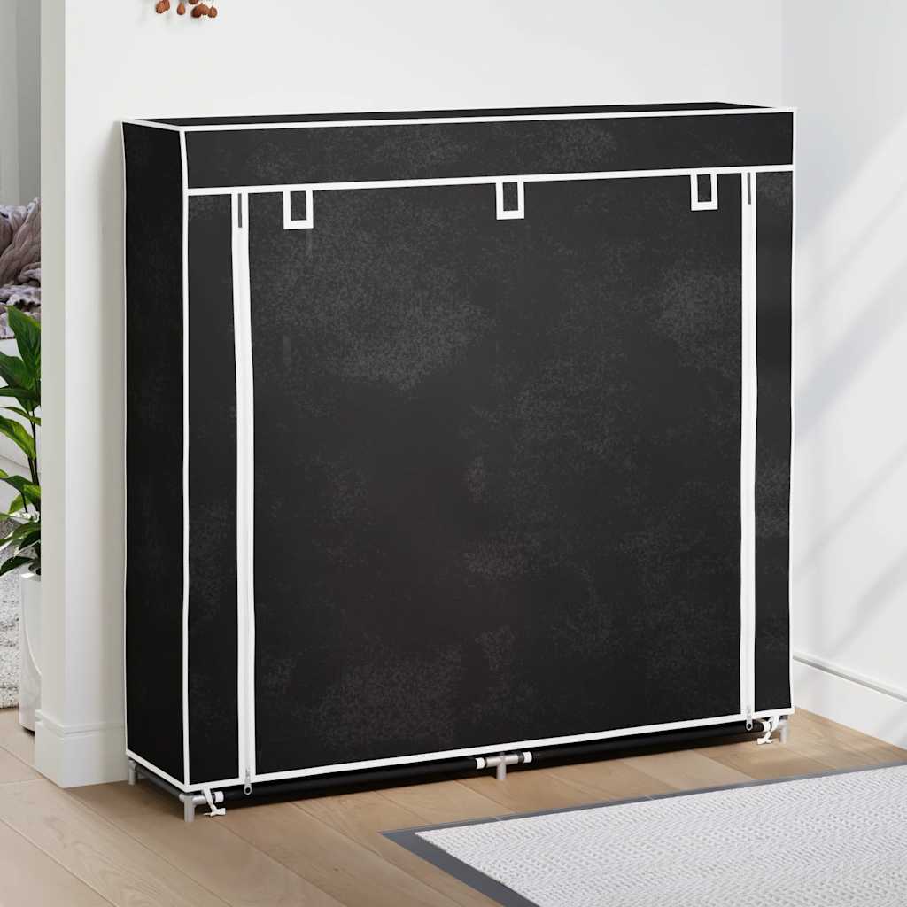 Stoff Schuhschrank Mit Abdeckung Schwarz