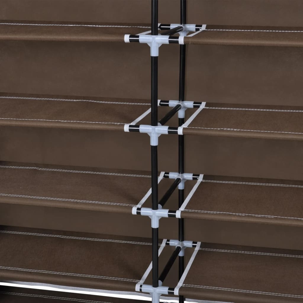Stoff Schuhschrank Mit Abdeckung Braun