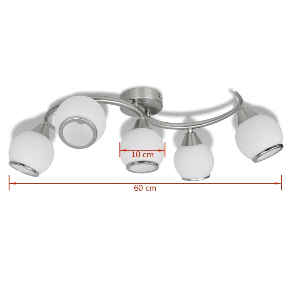 Deckenleuchte Mit Glasschirme Auf Geschwungener Schiene