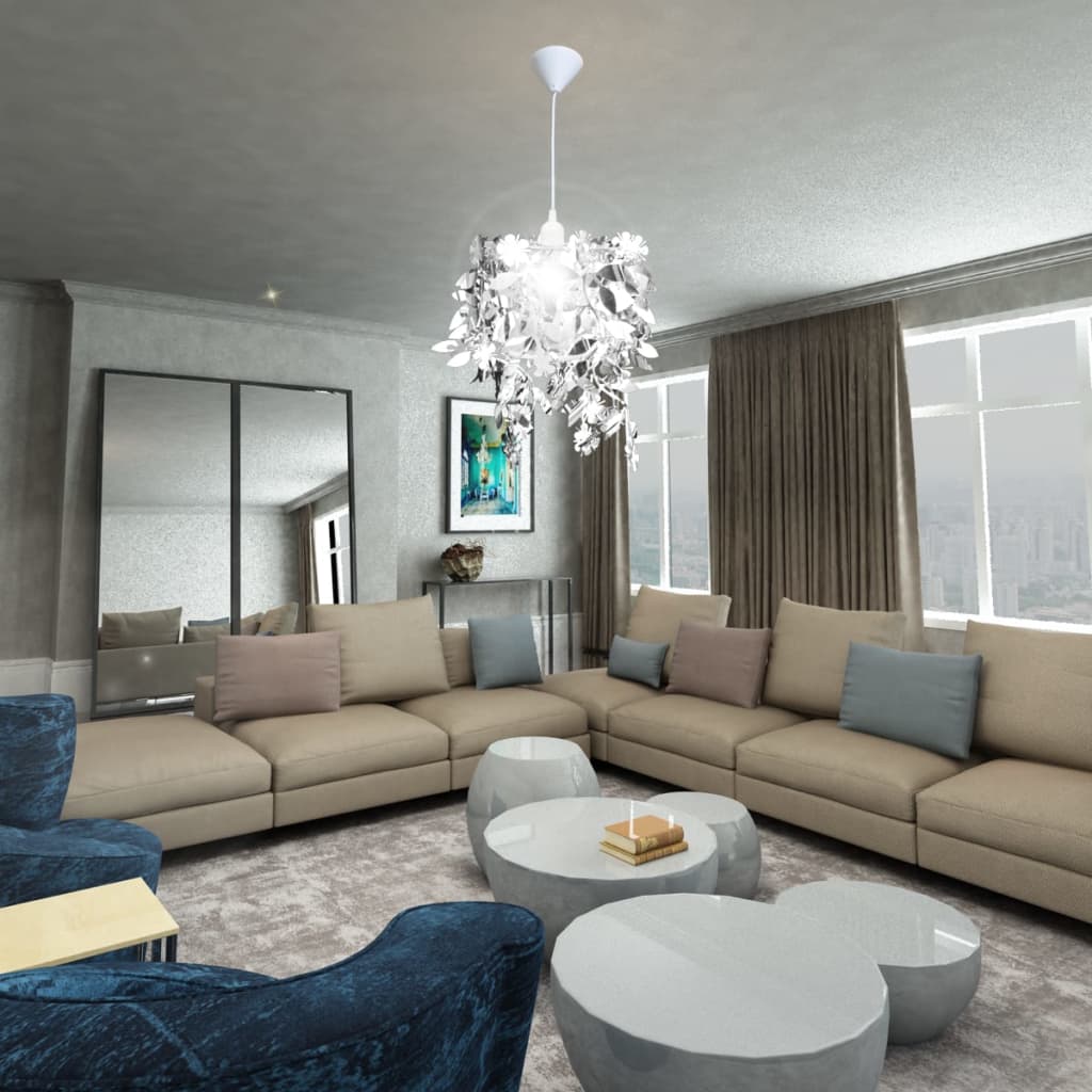 Blätter Pailletten Anhänger Kronlampe N Silber