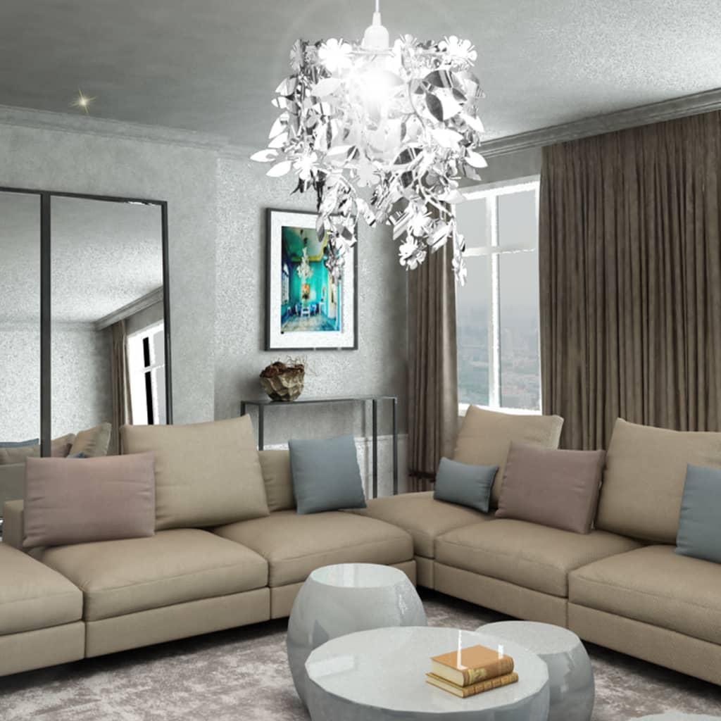 Blätter Pailletten Anhänger Kronlampe N Silber