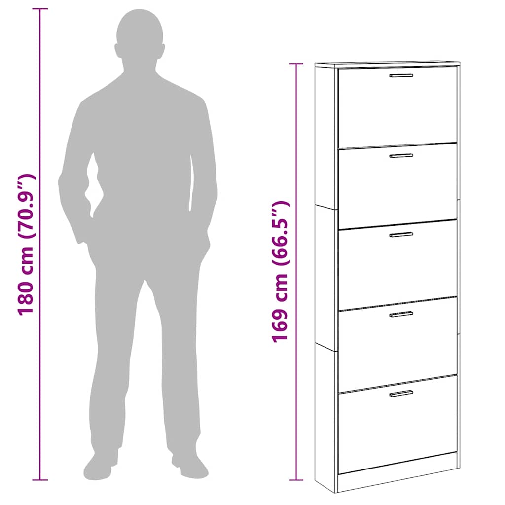 Schuhschrank Mit 5 Schuhkippern Holz Weiß