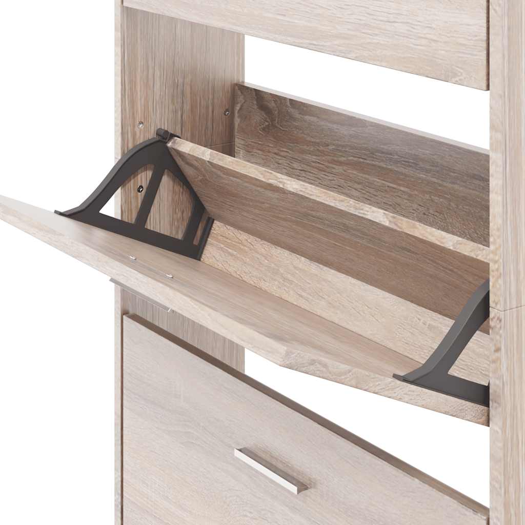 Schuhschrank Mit 5 Schuhkippern Holz N-Optik Eiche