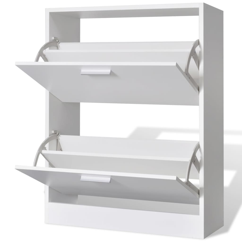Er Holz-Schuhschrank Mit 2 Schuhkippern Weiß