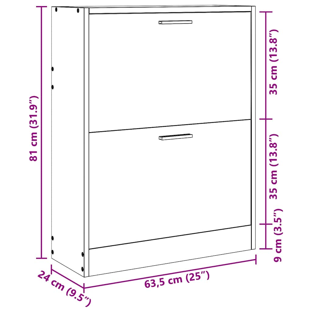 Er Holz-Schuhschrank Mit 2 Schuhkippern Weiß