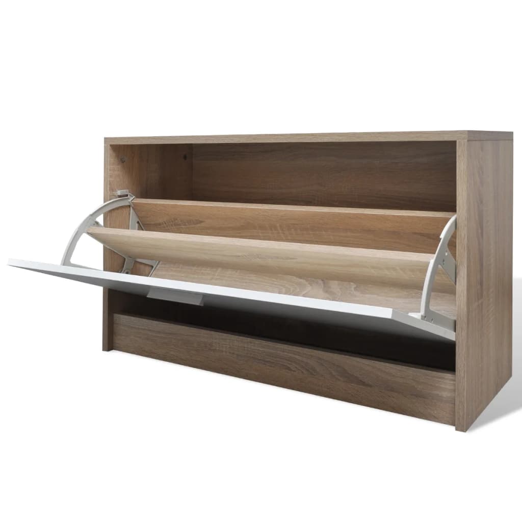 Garderoben Flur 3-In-1 Schuhschrank Schuhkipper Spiegel Eiche