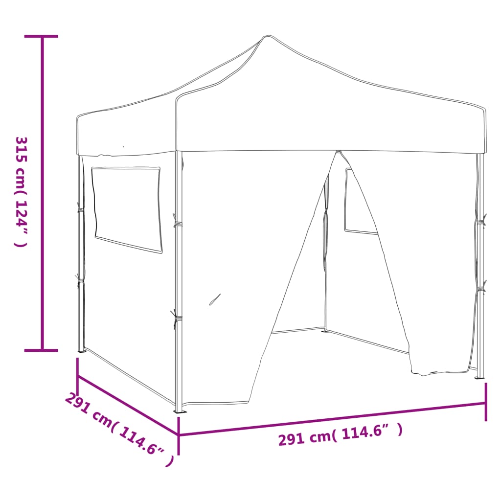 Faltzelt Mit 4 Wänden 3 X 3 M Weiß Creme