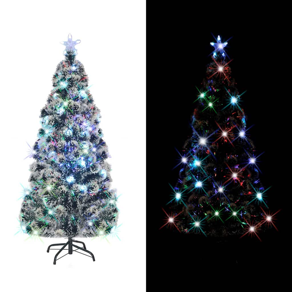 Weihnachtsbaum Mit Beleuchtung Und Ständer 150 Cm Glasfaser Weiß