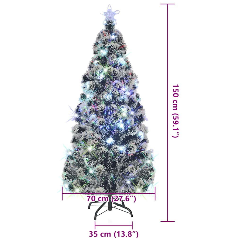Weihnachtsbaum Mit Beleuchtung Und Ständer 150 Cm Glasfaser Weiß