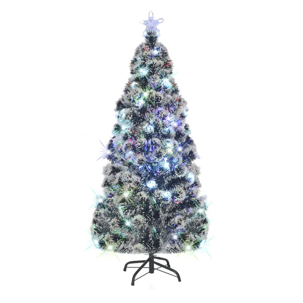 Weihnachtsbaum Mit Beleuchtung Und Ständer 150 Cm Glasfaser Weiß