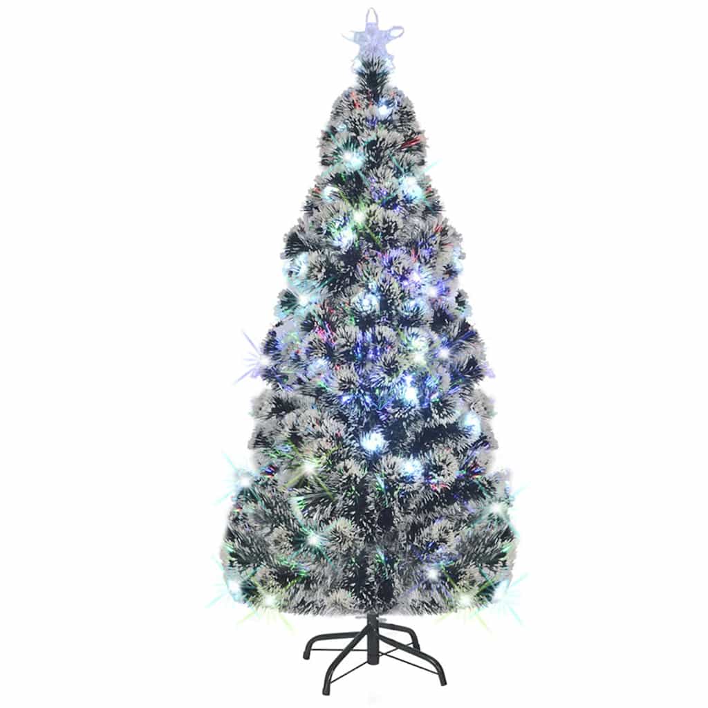 Weihnachtsbaum Mit Beleuchtung Und Ständer 150 Cm Glasfaser Weiß