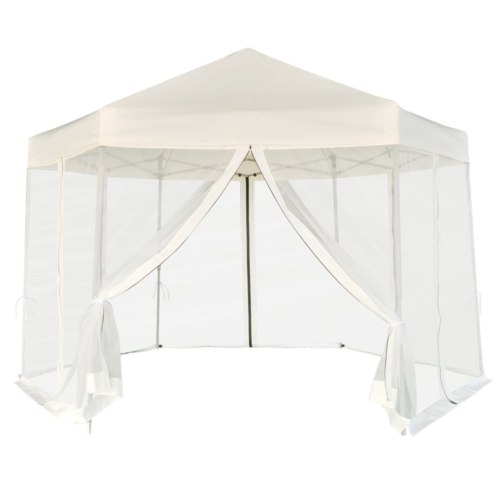 Hexagonal Pop-Up Zelt Mit 6 Seitenwänden Weiß 3,6X3,1 M