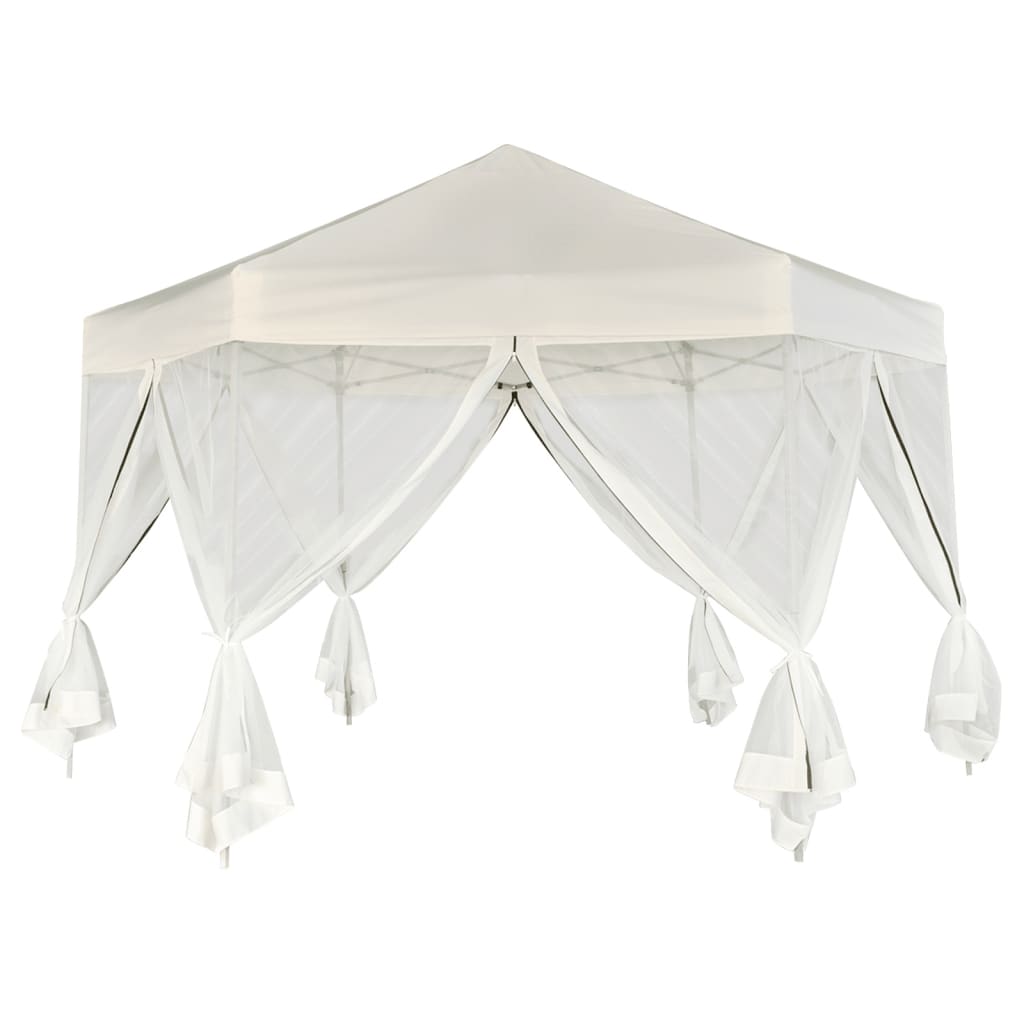 Hexagonal Pop-Up Zelt Mit 6 Seitenwänden Weiß 3,6X3,1 M