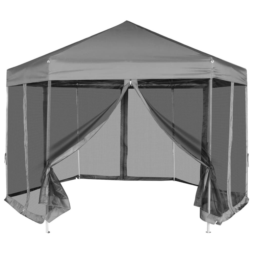 Hexagonal Pop-Up Zelt Mit 6 Seitenwänden Weiß 3,6X3,1 M
