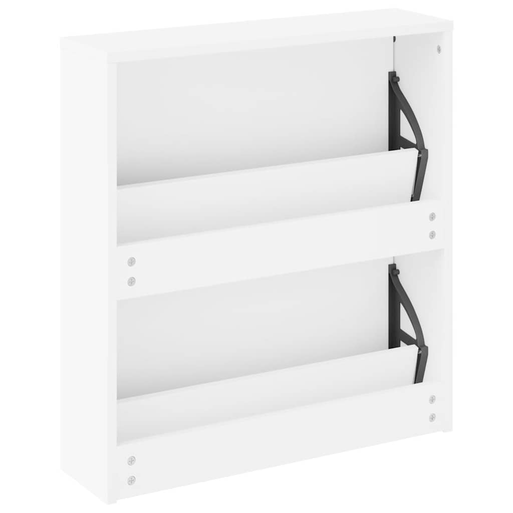 Schuhschrank Mit 2 Fächern Spiegel 63X17X Weiß