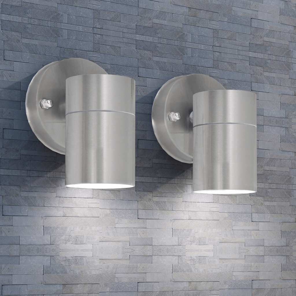 Led-Außenwandleuchten 2 Stk. Edelstahl Auf-/Abwärts Silber